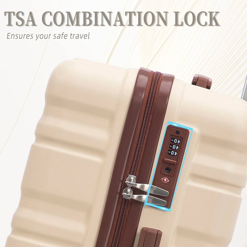 3 Piece Luggage Set Carry on Suitcase with ABS hardshell, Spinner Wheels & TSA Combination Lock