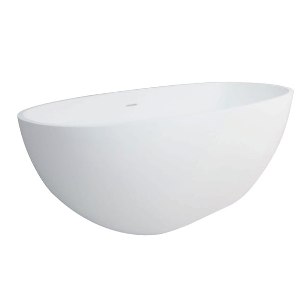 Kingston Brass VRTRS653123 Aqua Eden 65" Free Standing Engineered Stone Soaking Tub with Center Drain, Drain Assembly, and