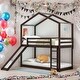 preview thumbnail 2 of 37, Fun, Functional Design Twin Over Twin Bunk Bed, House Shape Unique & Intricately Designed Bunk Bed