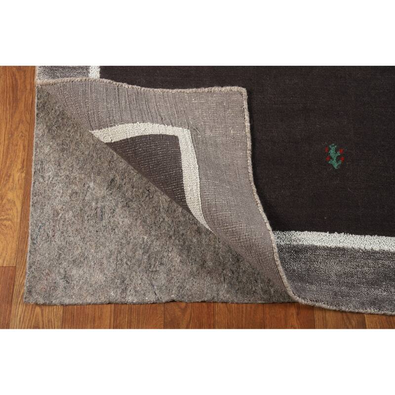 Hand Knotted Oriental 100% Wool Carpet Tribal Tribal Greys & Charcoal Gabbeh Area Rug - 7' 10'' X 5' 5''