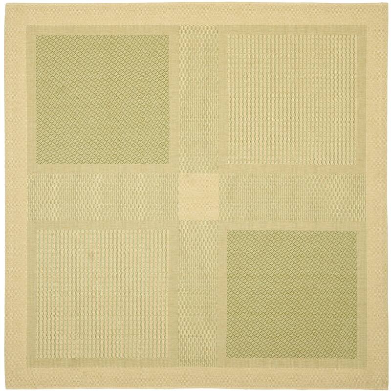 SAFAVIEH Courtyard Shirlee Indoor/ Outdoor Waterproof Patio Backyard Rug - 6'7" x 6'7" Square - Natural/Olive