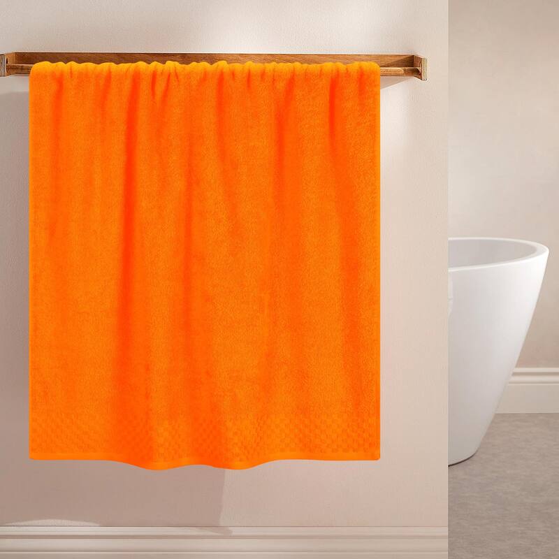 2 Pack Oversized Cotton Bath Towels 28x55 - Soft & Quick Dry, Orange