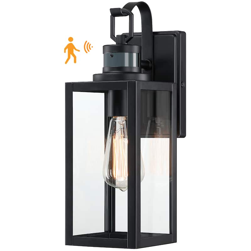 1-Light Motion Sensor Outdoor Wall Light - Matte Black - Matte Black