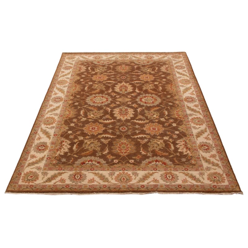 ECARPETGALLERY Hand-knotted Jamshidpour Brown Wool Rug - 6' 6" x 10' 1"