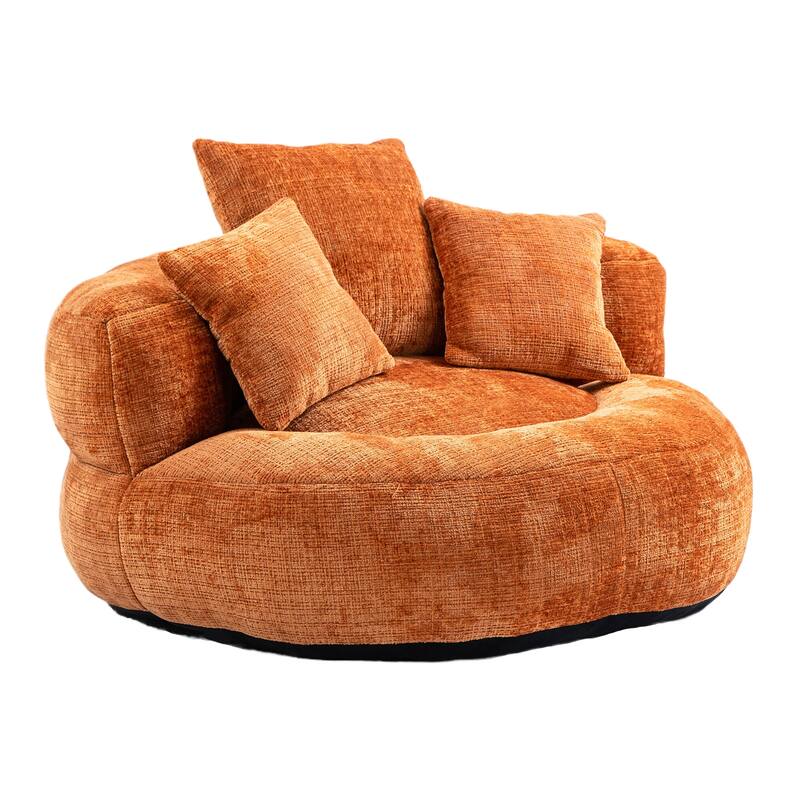 Chenille High Back Lazy Sofa with 3 Pillows and Oversized Bean Bag Chair
