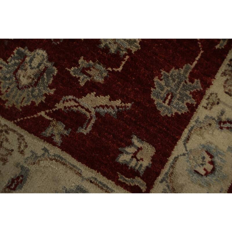 Hand Knotted Oriental 100% Wool Carpet Traditional All-Over Red Peshawar Area Rug - 2' 11'' X 2' 0''