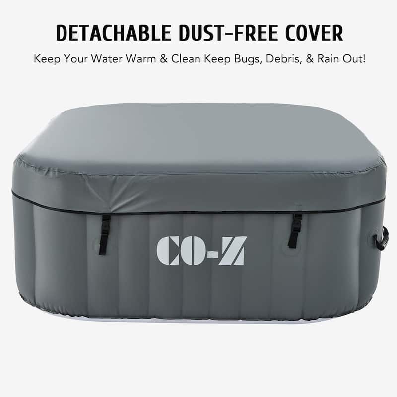 CO-Z Square Inflatable Hot Tub, 4 Person Blow Up Portable Hot Tub