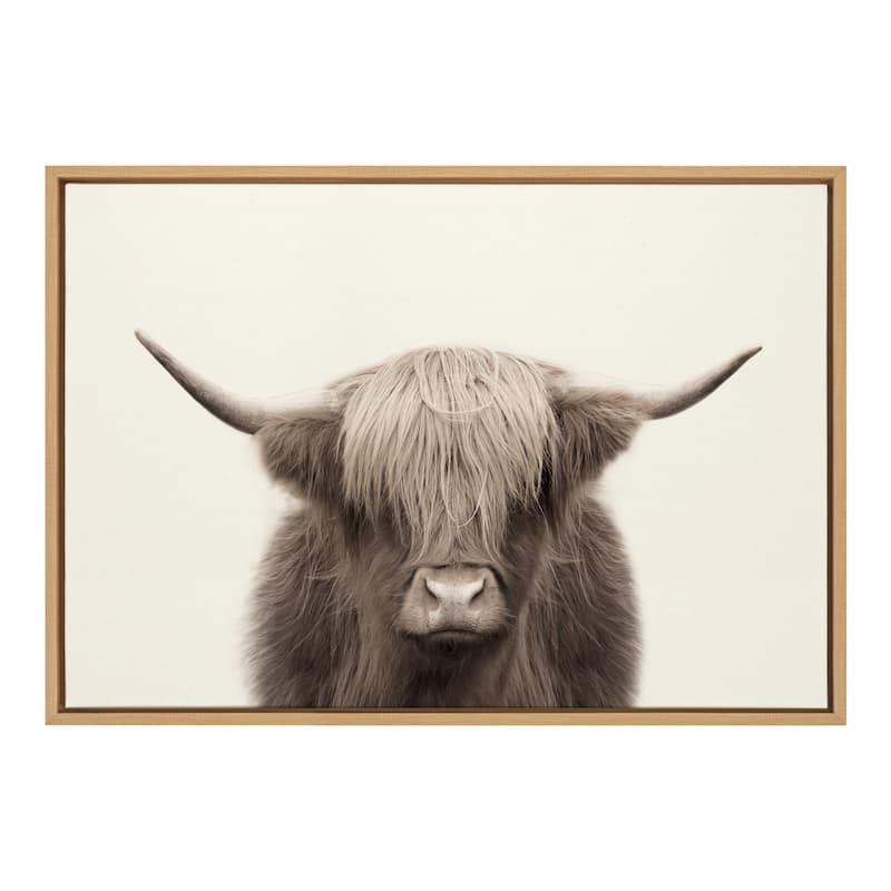 Kate and Laurel Sylvie Cow Canvas by The Creative Bunch Studio - 23x33 - Plastic - Natural