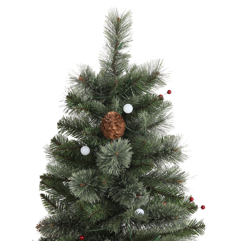 Glitzhome 4.5ft Christmas Santa Boots Porch Tree with 75 Warm White/Multi-color LED Lights