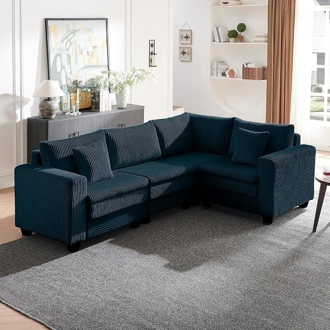 L-Shaped Cloud-Like Sectional Sofa Deep Seat Lounge Couch 3-Seat Couch