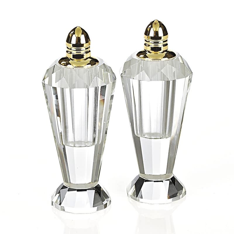 Preston Gold Handmade Lead Free Crystal Pair of Salt & Pepper Shakers - H4"