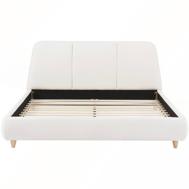 Queen Size Modern Upholstered Bed Frame with Linen Fabric