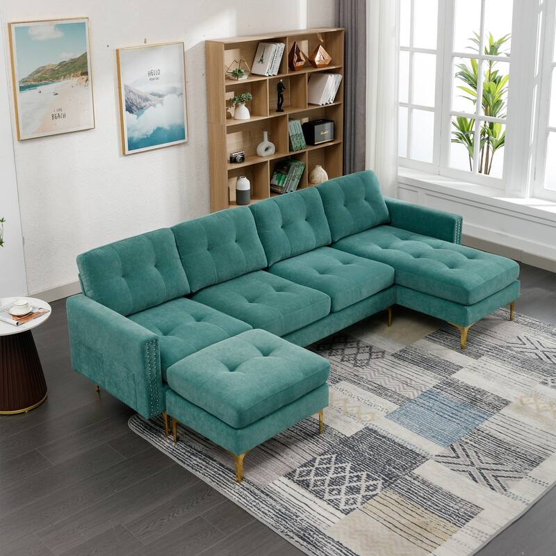 110" L-Shape Convertible Sectional Sofa Couch