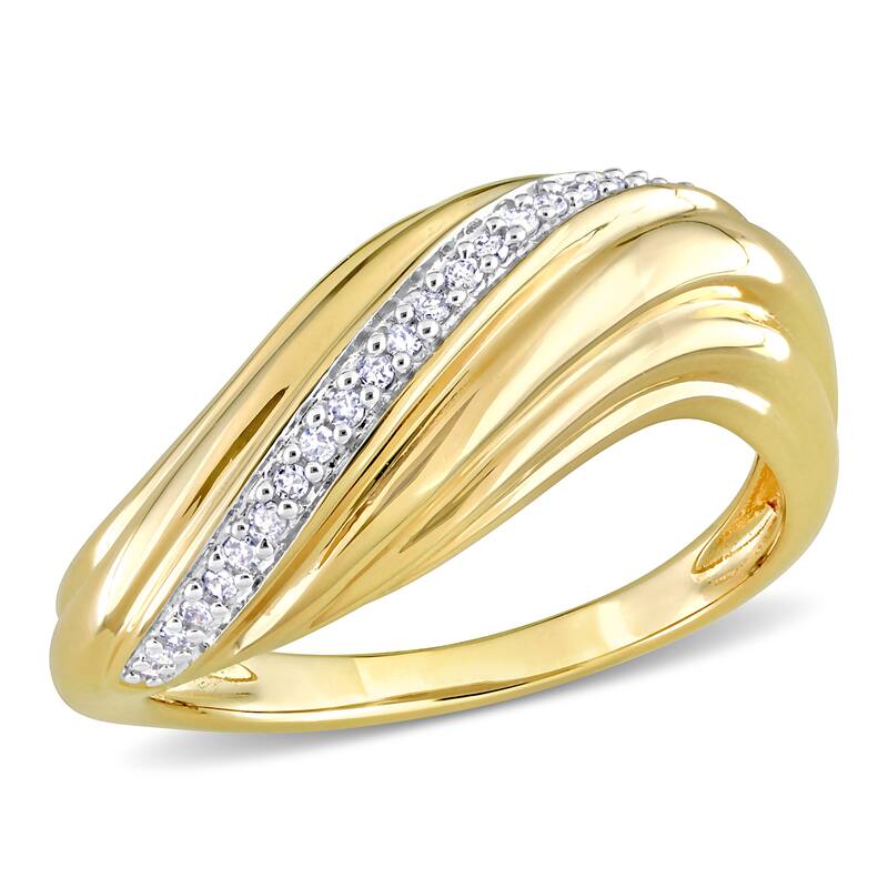 Miadora 1/10ct TDW Diamond Curved Wave Ring in 14k Yellow Gold