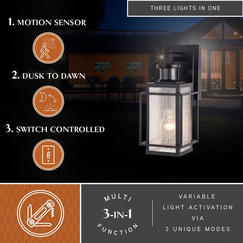 Hyde Bronze Motion Sensor Dusk to Dawn Outdoor Mission Wall Light