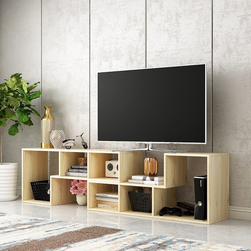 Grondin 2-Piece L Shaped TV Stand, Multi-Functional Free Combination Media Console Bookshelf for Living Room Bedroom