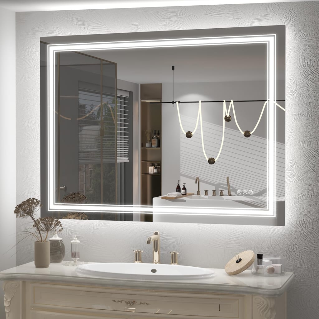 48x32 Inch Frameless LED Bathroom Mirror,Smart Mirror