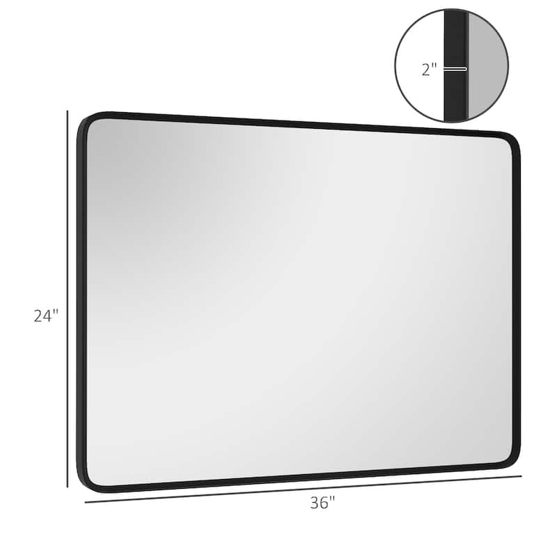 36x24 Inch Aluminum Frame Rectangular Wall Mirror