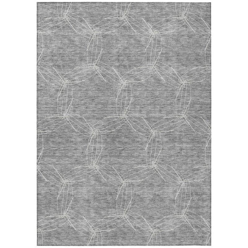 Machine Washable Indoor/ Outdoor Abstract Contemporary Chantille Rug