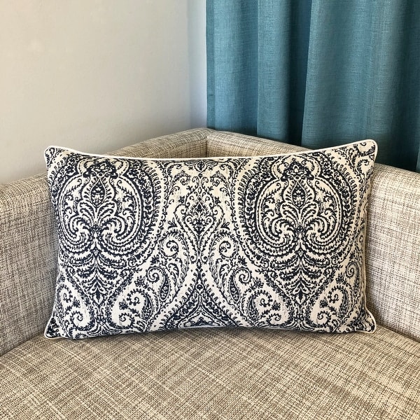 Rodeo Home Polina Traditional Damask Linen Lumbar Pillow. Opens flyout.