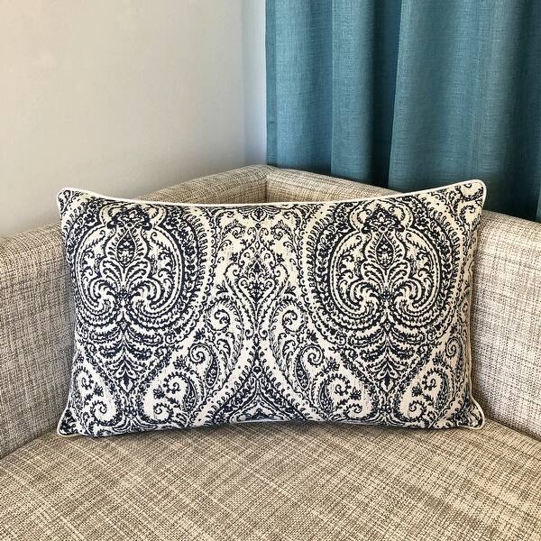 Rodeo Home Polina Traditional Damask Linen Lumbar Pillow Bed Bath