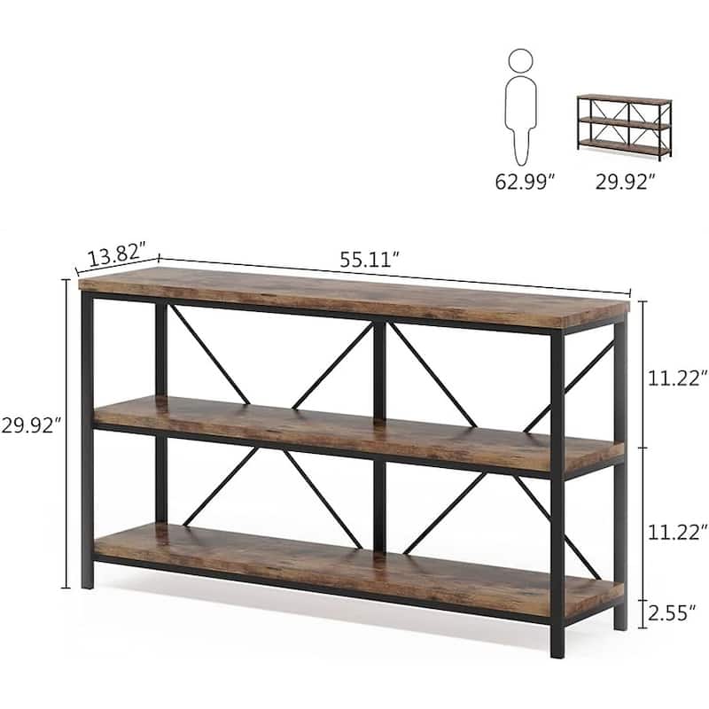 3 Tiers Console Table TV Stand with Storage Shelves,Sofa Table