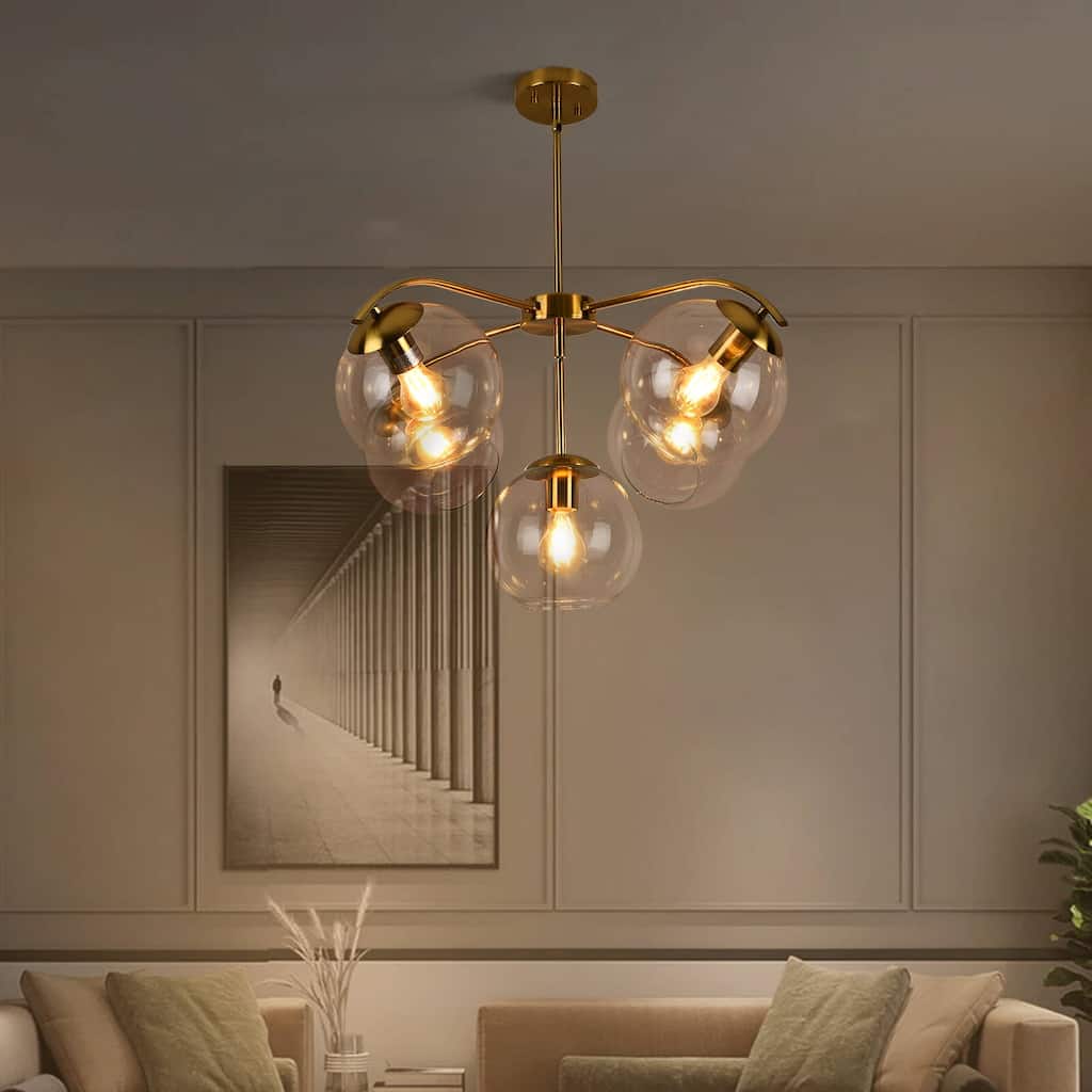 5-light Golden Dimmable Chandelier - Gold