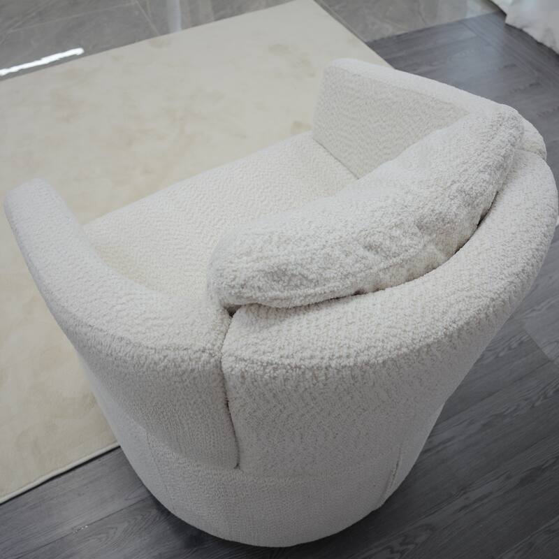 360 Degree Swivel Beige Fabric Sofa Chair for Small Spaces