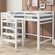 preview thumbnail 2 of 14, Full Size Loft Bed with Built-in Storage Staircase and Hanger for Clothes, White - Solid Pine Wood Frame, Maximized Space