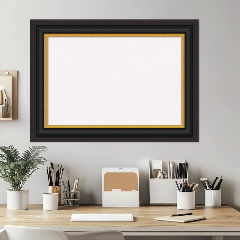 Sierra Black Brown Wood Framed Cork Board - Bulletin Board, Organization Board, Pin Board