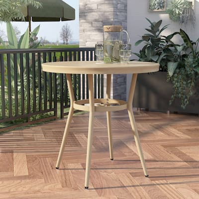Furniture of America Ariel Natural Tone 32-inch Metal Round Patio Dining Table