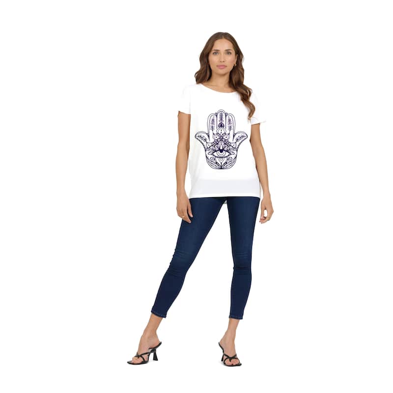 What About Wednesday T-Shirt Dolman Cap Sleeve Print - Sagol Chamsa - M