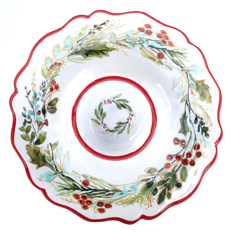 Certified International Christmas Gatherings Melamine 2 Pc Appetizer/Serving Set - 19" x 8" x .25"