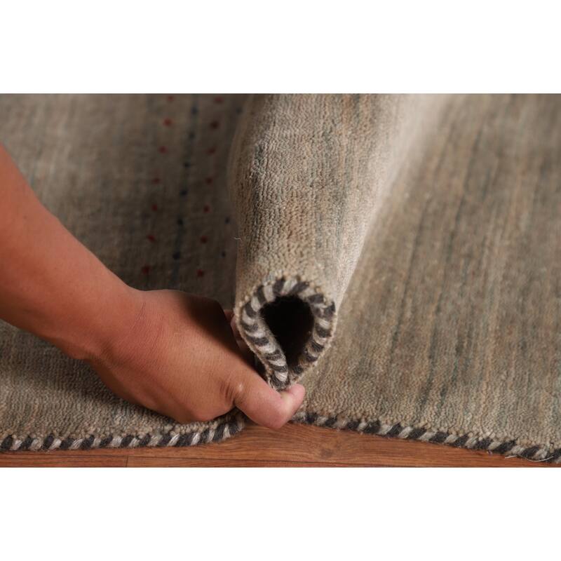 Tribal Gabbeh Indian Area Rug Hand-Knotted Wool Carpet - 7'10"x 9'10"