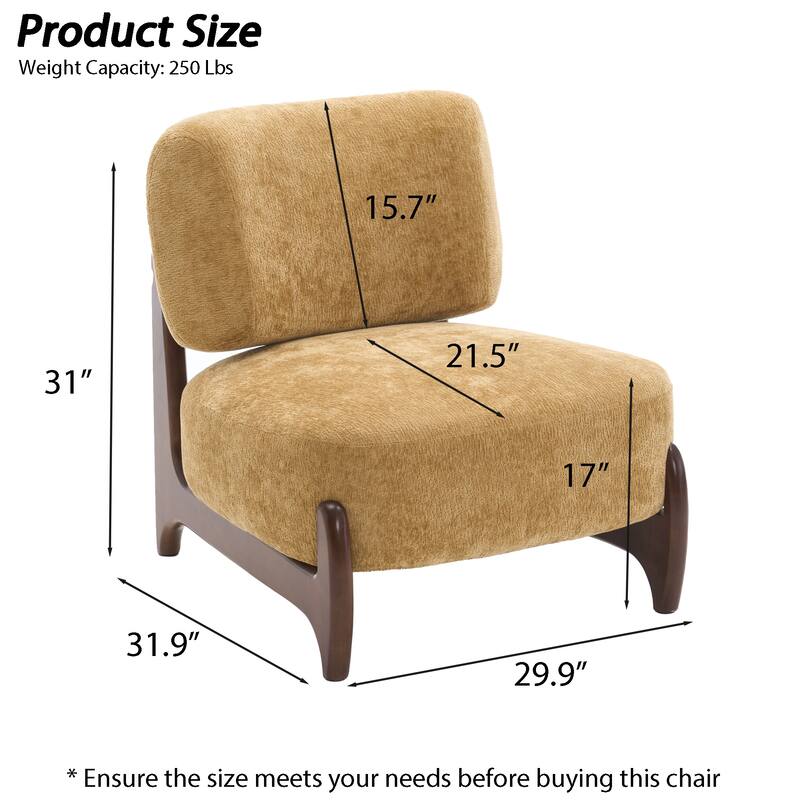 30"W Mid-Century Modern Accent Chair with Solid Wood Frame, Boucle Comfy Living Room Chair for Bedroom Lounge Reading Room