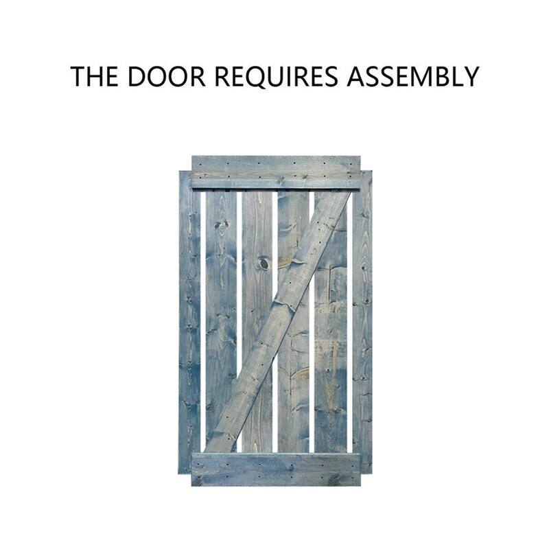 CALHOME Z Bar Series Solid Pine Wood Sliding Barn Door w/ Hardware Kit