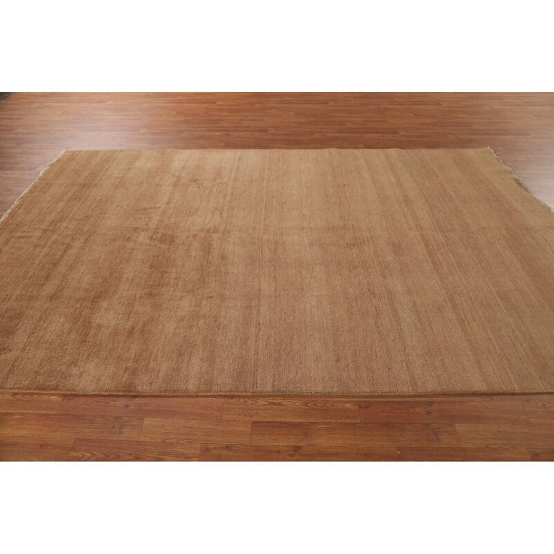 Light Brown Modern Gabbeh Oriental Area Rug Hand-Knotted Wool Carpet - 6'7" x 9'10"