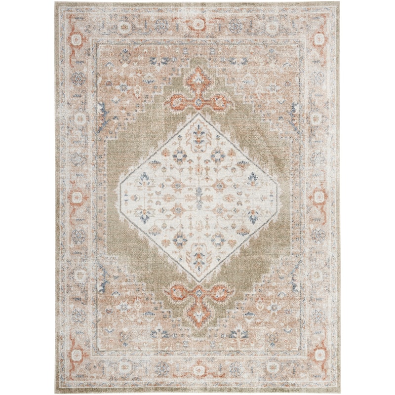 Nourison Abby Machine Washable Indoor only Persian Distressed Area Rug - 7' 10" x 10' - Sage/Multicolor - Rectangle