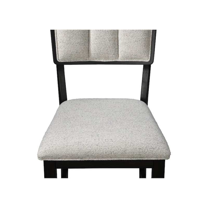 2pc Black/light Grey Counter Height Chair Counter Stools Full Back Wood Fabric Wooden Dining Room Furniture