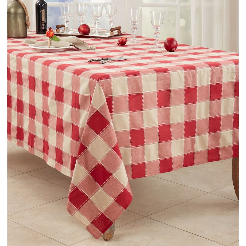 Stitched Design Plaid Tablecloth