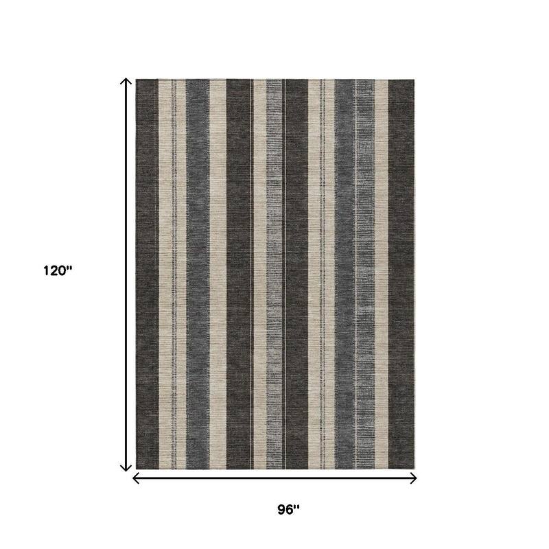 HomeRoots Striped Transitional Rectangle Outdoor Rug
