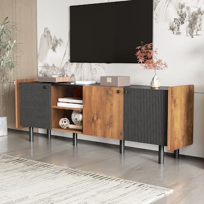 Entertainment Center with 3 Cabinets, Media Console Table for TVs up to 70"