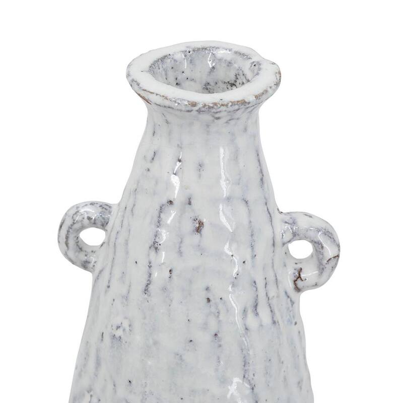 12" White Terracotta Tapered Jug Vase - 5.70
