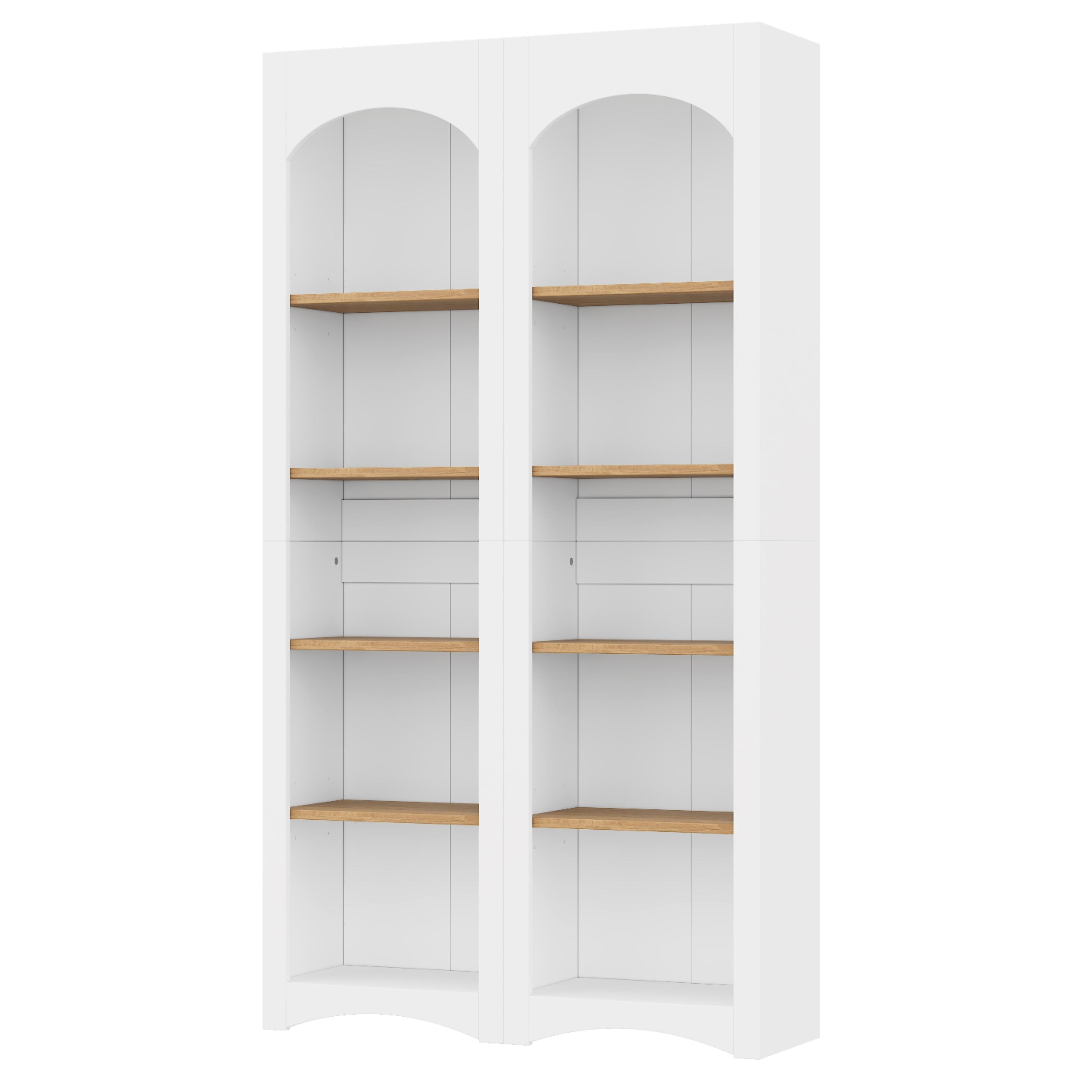 Free Standing 5 Tier Bookshelves Set of 2, Farmhouse Two-Tone Storage Cabinet - 39.3" W × 12.4" D × 72" H