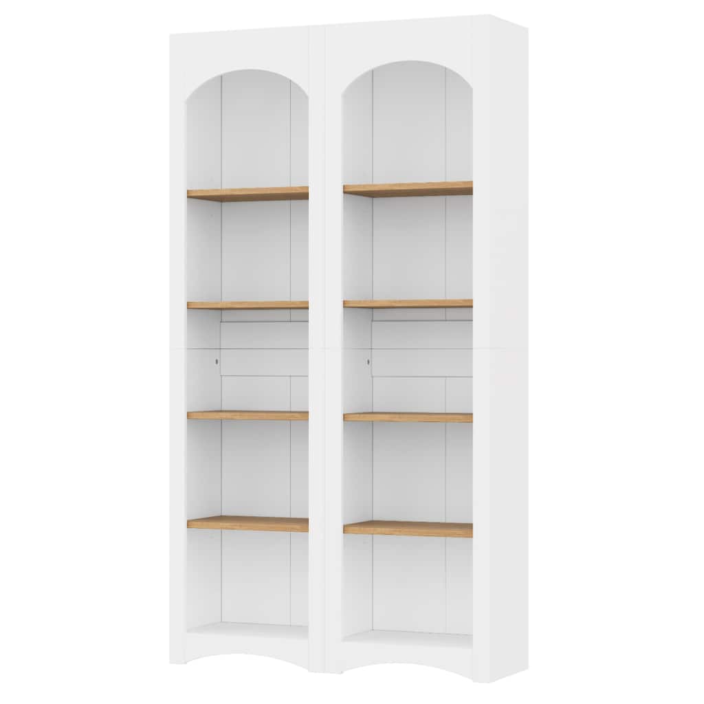 Free Standing 5 Tier Bookshelves Set of 2, Farmhouse Two-Tone Storage Cabinet - 39.3" W × 12.4" D × 72" H