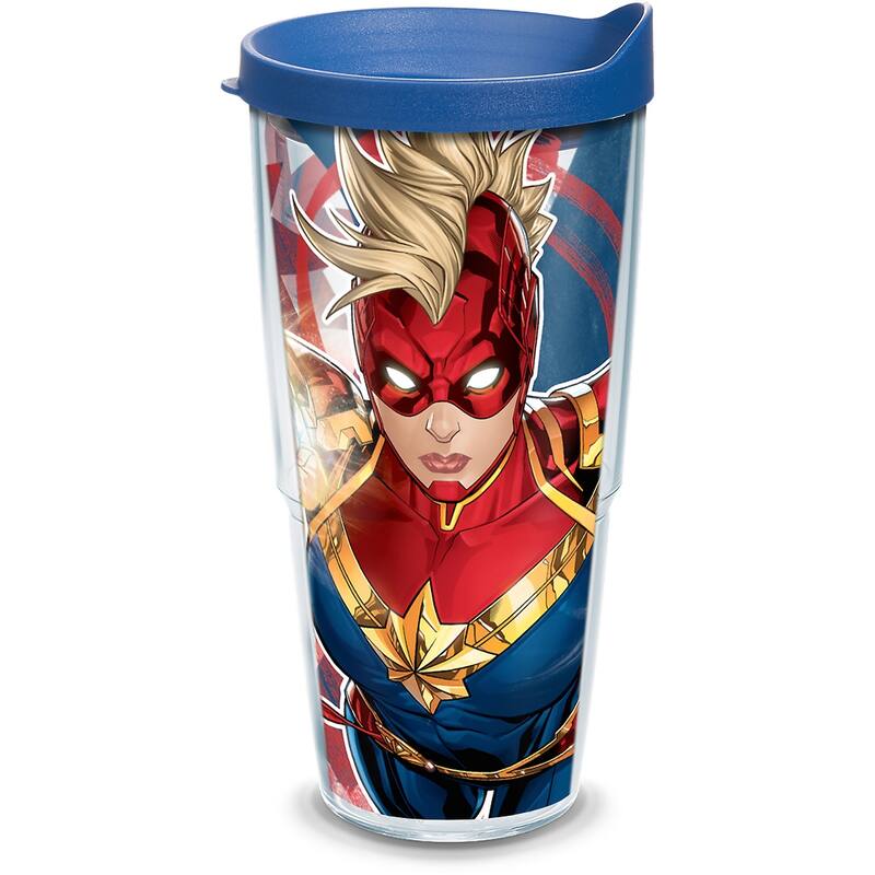 Tervis Captain Marvel Made in USA Double Walled Insulated Travel Tumbler, Classic - 24oz