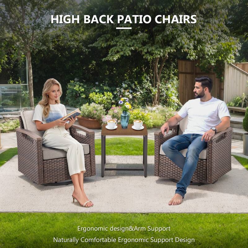 Gymojoy Patio Swivel Rocker Patio Chairs of 2 with Water-Resistant Olefin Cushions