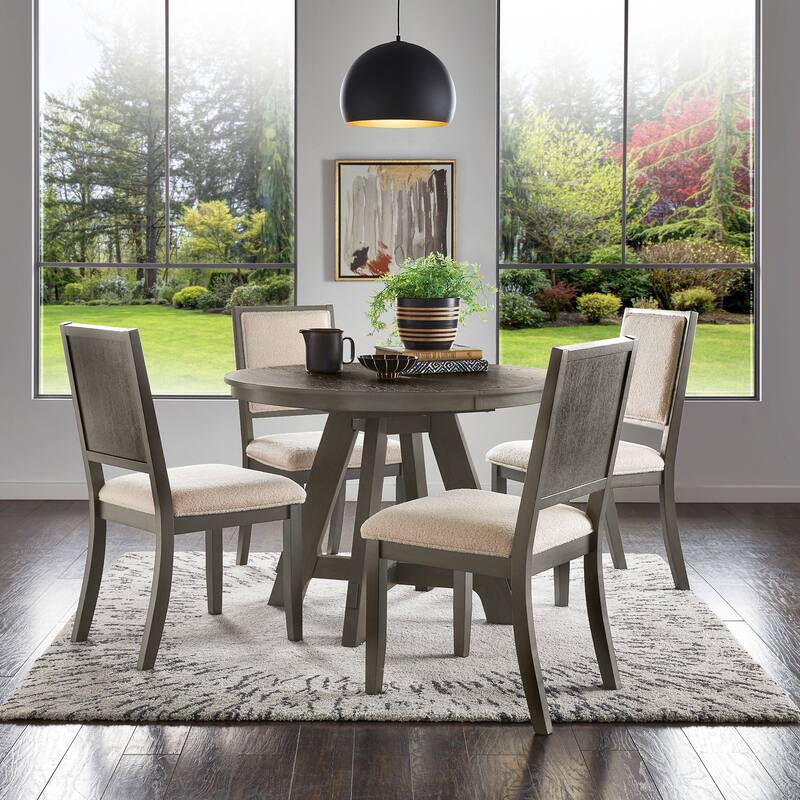 Harstad 42"-60" Wood Finish Extendable Round Dining Set by iNSPIRE Q Modern
