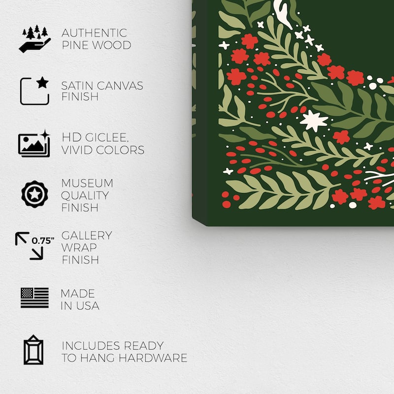 Wynwood Studio Canvas Holiday and Seasonal Plain Christmas Wish Green Modern & Contemporary Wall Art Canvas Print