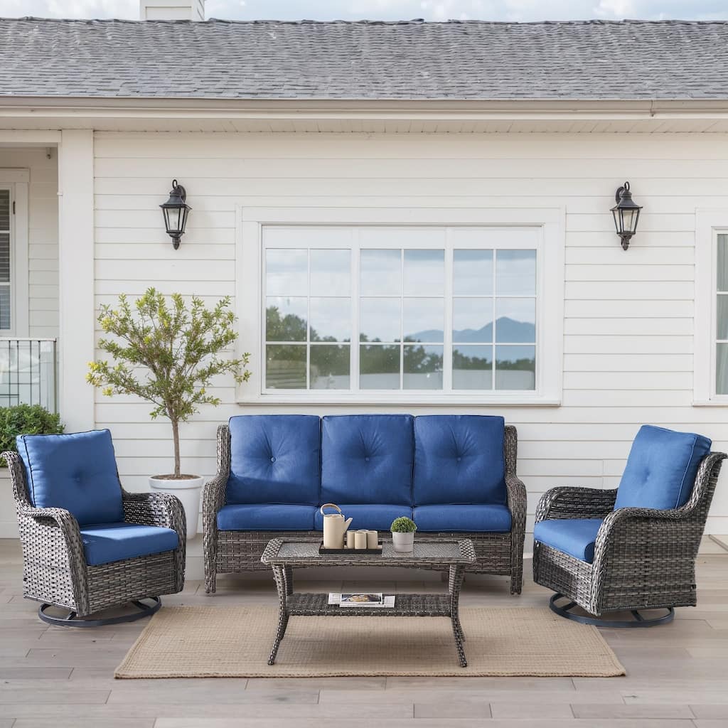 Outdoor Swivel Chairs with Sofa Coffee Table